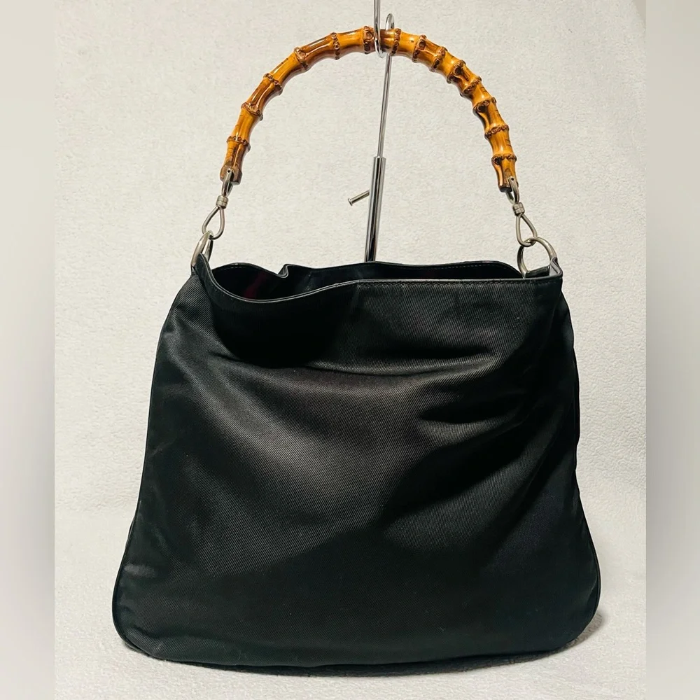 Gucci Bamboo Nylon/ Patented Leather Shoulder Bag - Picture 15 of 15